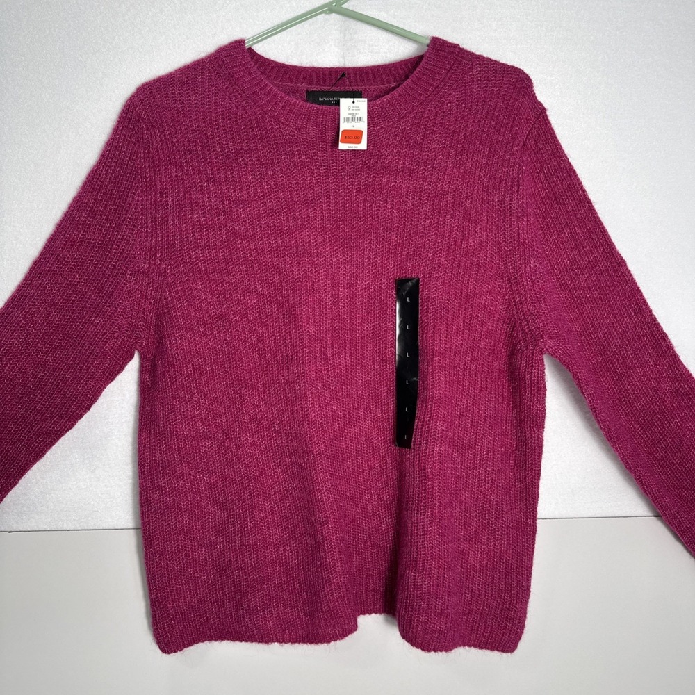 New BANANA REPUBLIC magenta bright pink wool blend sweater Large -NWT!